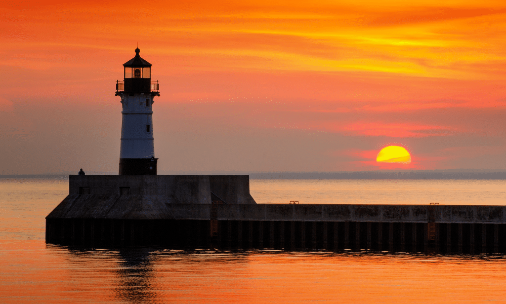 a sunset over a body of water