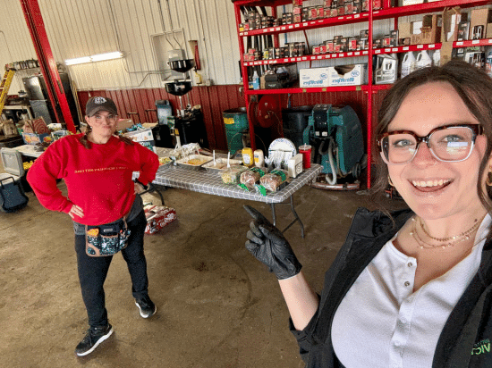 a woman standing in a room