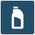 Icon of a white detergent bottle on a blue background, representing cleaning products or laundry essentials.